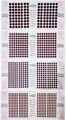 Roop Nikhar Face Stickers Plain Maroon Bindi Combo of 4 Pcs Plain Kumkum Bindis Forehead Maroon Bindis(Bindi)
