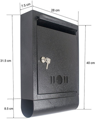 Klaxon Black Letter Box with Magazine Holder Wall Mounted Mailbox(Black)