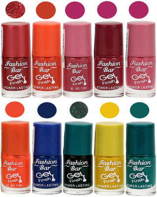 Fashion Bar Velvet Gel Finish Nail Polish Red, Orange, Purple, Orange, Blue, Green, Yellow, Green(Pack of 10)
Fashion Bar Velvet Gel Finish Nail Polish Red, Orange, Purple, Orange, Blue, Green, Yellow, Green(Pack of 10)