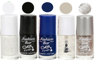 Fashion Bar Gel Finish Exclusive Nail Polish Combo Set White, Black, Blue, Clear, Grey(Pack of 5)
Fashion Bar Gel Finish Exclusive Nail Polish Combo Set White, Black, Blue, Clear, Grey(Pack of 5)