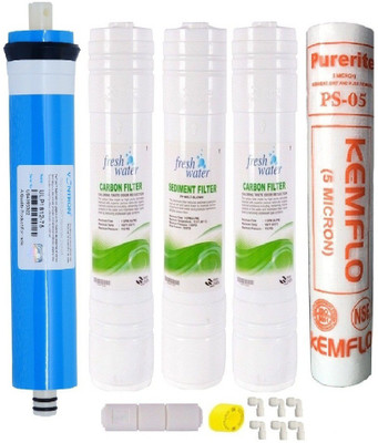 BalRama RO Service 1 Year Complete Water Purifier Kit with Vontron 75 GPD Membrane + Inline Filter Set Carbon Sediment + Spun Kemflo PP Candle + FRT + Elbow Fittings + Teflon Tape or RO UV UF Mineral Water Purifiers Service Solid Filter Cartridge(5, Pack
BalRama RO Service 1 Year Complete Water Purifier Kit with Vontron 75 GPD Membrane + Inline Filter Set Carbon Sediment + Spun Kemflo PP Candle + FRT + Elbow Fittings + Teflon Tape or RO UV UF Mineral Water Purifiers Service Solid Filter Cartridge(5, Pack