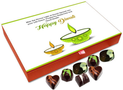 Chocholik Diwali Gift - May The Divine Light Of Diwali Fill Your Life With Prosperity Chocolate Box - 12pc Truffles(144 g)