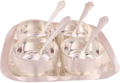 Shreeng Shreeng Silver Plated Premium Bowl Set With Rectangle Tray 9 Pcs. Bowl Spoon Tray Serving Set(Pack of 9)
Shreeng Shreeng Silver Plated Premium Bowl Set With Rectangle Tray 9 Pcs. Bowl Spoon Tray Serving Set(Pack of 9)
