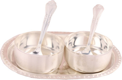 Shreeng Silver Plated Premium Bowl Set With oval Tray 5 Pcs. Stainless Steel Decorative Platter(Silver, Pack of 5)
Shreeng Silver Plated Premium Bowl Set With oval Tray 5 Pcs. Stainless Steel Decorative Platter(Silver, Pack of 5)
