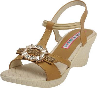 Belly Ballot Women Tan Wedges