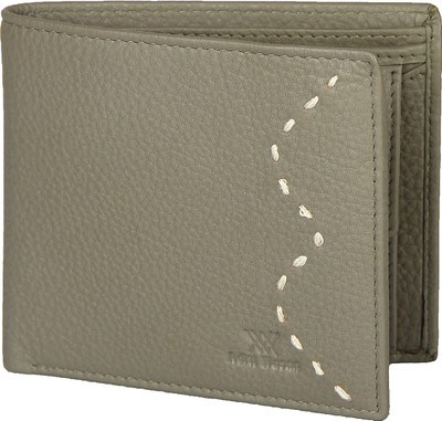 Aditi Wasan Men Grey Genuine Leather Wallet(3 Card Slots), Olive