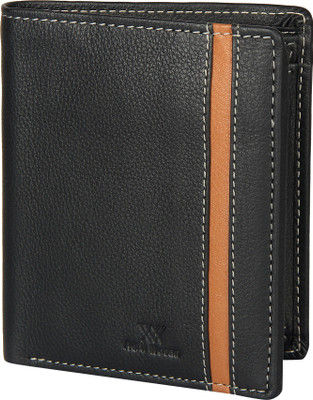 Aditi Wasan Men Black Genuine Leather Wallet(8 Card Slots)