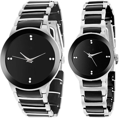 KNACK Silver black men and women combo Watch - For Men & Women
