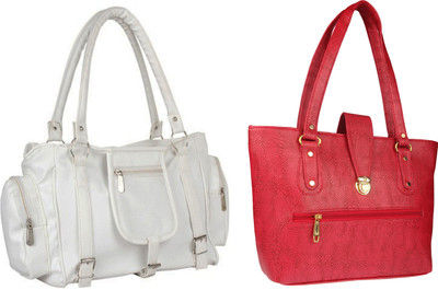 Lady bar Shoulder Bag(White, Red), Red;white