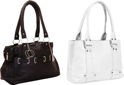 Lady bar Shoulder Bag(Black, White)