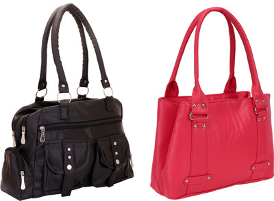 Lady bar Shoulder Bag(Black, Pink)