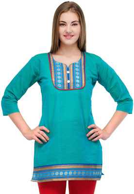 SD Fashions Casual Solid Women's Kurti(Blue