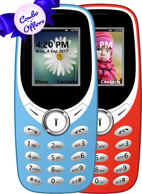 I Kall K31 Combo of Two Mobile(Red, Light Blue)