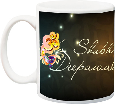 Stylotrendz Shubh Deepavali Best diwali gifting Ceramic Mug(325 ml), White