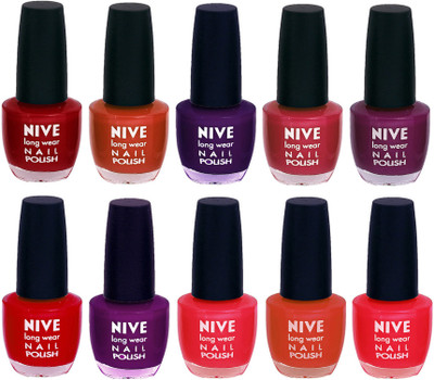 Nive Nail Polish Combo At Wholesale Rate Red,Brown,Purple,Pink,Purple,Red,Purple,Pink,Brown,Red(Pack of 10)