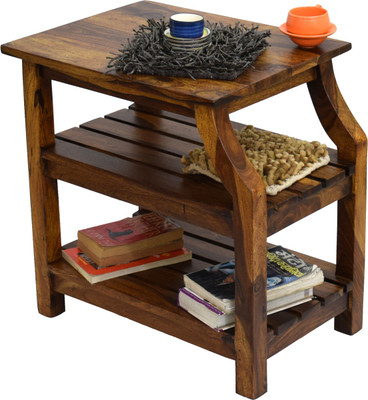 TimberTaste OPERA Solid Wood Side Table(Finish Color - Natural Teak)