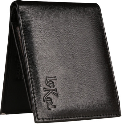 Look-Kool Men Black Genuine Leather Wallet(4 Card Slots)