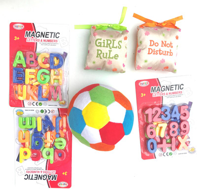 Aparnas Small Ball (8inch), 2 scented pillow and three Magnetic sets of ABCD letters, numbers(Multicolor)
Aparnas Small Ball (8inch), 2 scented pillow and three Magnetic sets of ABCD letters, numbers(Multicolor)