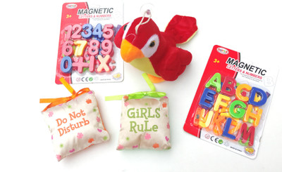 Aparnas Small Parrot (8inch), 2 scented pillow and three Magnetic sets of ABCD letters, numbers(Multicolor)
Aparnas Small Parrot (8inch), 2 scented pillow and three Magnetic sets of ABCD letters, numbers(Multicolor)