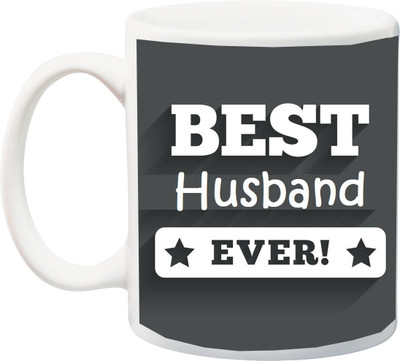Stylotrendz Best Husband Ever White on Grey Print Ceramic Mug(325 ml)