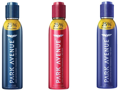 Park Avenue Marcus,Alexander,Epic Long Lasting Body Spray - For Men(450 ml, Pack of 3)
Park Avenue Marcus,Alexander,Epic Long Lasting Body Spray - For Men(450 ml, Pack of 3)