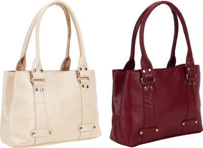 Lady bar Shoulder Bag(Beige, Maroon)