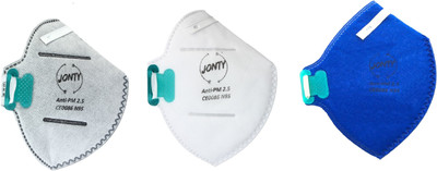 Jonty N95 PM2.5 Ativated Carbon Face Mask with Breathing Valves (Blue, Grey and White, Pack of 3) Mask
Jonty N95 PM2.5 Ativated Carbon Face Mask with Breathing Valves (Blue, Grey and White, Pack of 3) Mask
