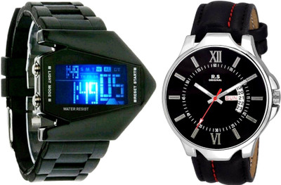 R S Original DIWALI DHAMAKA OFFER BOYS DATE & TIME SET OF 2 BLACK & BLACK RSO-79 series Watch - For Men
R S Original DIWALI DHAMAKA OFFER BOYS DATE & TIME SET OF 2 BLACK & BLACK RSO-79 series Watch - For Men