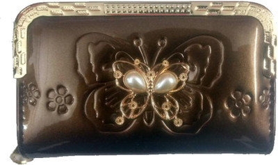 one touch solution Casual Brown Clutch