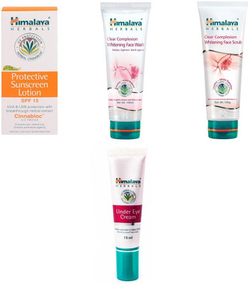 Himalaya Protective Sunscreen Lotion, Clear Complexion Whitening Face Wash, Clear Complexion Whitening Face Scrub, Under Eye Cream(Set of 4)
Himalaya Protective Sunscreen Lotion, Clear Complexion Whitening Face Wash, Clear Complexion Whitening Face Scrub, Under Eye Cream(Set of 4)