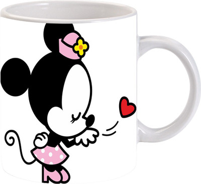 Maison N Mode Micky Girl Coffee Ceramic Mug(330 ml), Multicolor