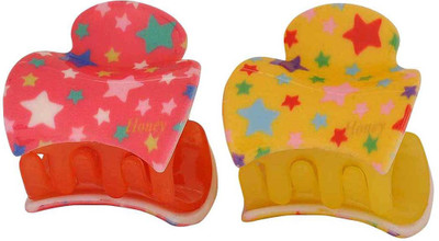 Maayra Women's Stars shape Pack of 2 Hair Claw(Pink)