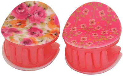 Maayra Women's Designer Pack of 2 Hair Claw(Pink)