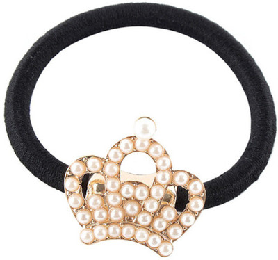 BLINGG Embellished Crown Metal Charm Elastic Ponytail Band Head Band(Black)