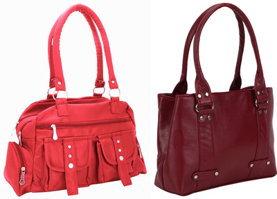 Lady bar Shoulder Bag(Pink, Maroon), Maroon;pink