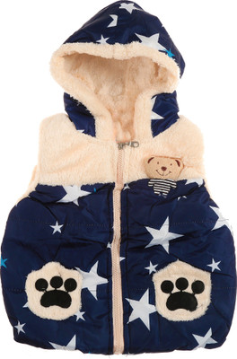 Zonko Style Sleeveless Printed Baby Boy's Jacket, Blue