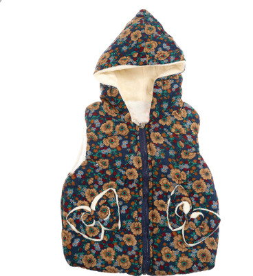 Zonko Style Sleeveless Floral Print Baby Girl's Jacket, Blue