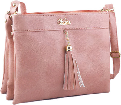 Voaka Women Casual Pink PU Sling Bag