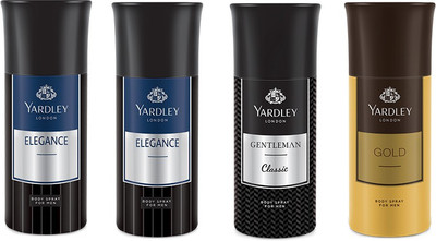 Yardley 2 Elegance and 1 Gentlemen and 1 Gold Deo Combo Pack of 4 Deodorant Spray - For Men(150 ml, Pack of 4)
Yardley 2 Elegance and 1 Gentlemen and 1 Gold Deo Combo Pack of 4 Deodorant Spray - For Men(150 ml, Pack of 4)