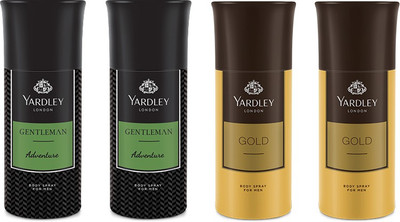 Yardley 2 Adventure and 2 Gold Deo Combo Pack of 4 Deodorant Spray - For Men(150 ml, Pack of 4)
Yardley 2 Adventure and 2 Gold Deo Combo Pack of 4 Deodorant Spray - For Men(150 ml, Pack of 4)