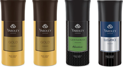 Yardley 2 Gold and 1 Adventure and 1 Elegance Deo Combo Pack of 4 Deodorant Spray - For Men(150 ml, Pack of 4)
Yardley 2 Gold and 1 Adventure and 1 Elegance Deo Combo Pack of 4 Deodorant Spray - For Men(150 ml, Pack of 4)