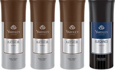 Yardley 3 Arthur and 1 Elegance Deo Combo Pack of 4 Deodorant Spray - For Men(150 ml, Pack of 4)
Yardley 3 Arthur and 1 Elegance Deo Combo Pack of 4 Deodorant Spray - For Men(150 ml, Pack of 4)