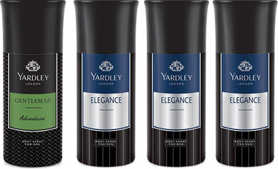 Yardley 1 Adventure and 3 Elegance Deo Combo Pack of 4 Deodorant Spray - For Men(150 ml, Pack of 4)
Yardley 1 Adventure and 3 Elegance Deo Combo Pack of 4 Deodorant Spray - For Men(150 ml, Pack of 4)