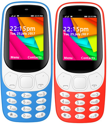 I Kall K35 Combo Of Two Mobile(Light Blue, Red)