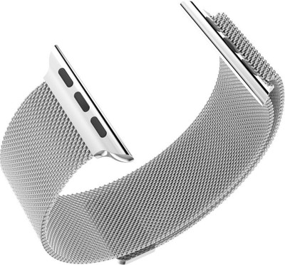 Shopizone Watch Silver Strap 42mm Smart Watch Strap(Silver), Silver metal