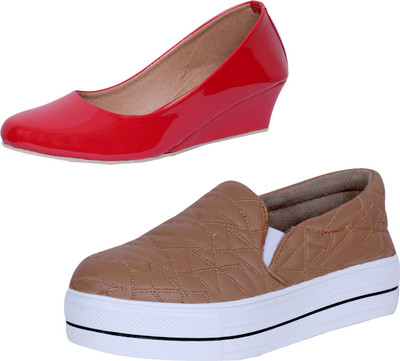 IndiWeaves Sneakers For Women(Red, Brown