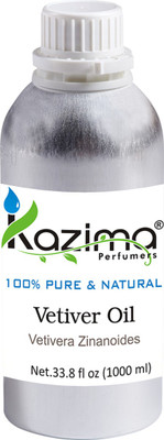 KAZIMA Vetiver Essential Oil (1000ML) 100% Pure Natural & Undiluted For Skin care & Hair treatment(1000 ml)