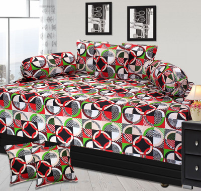 Furnishing Zone Cotton Checkered Diwan Set, Multi