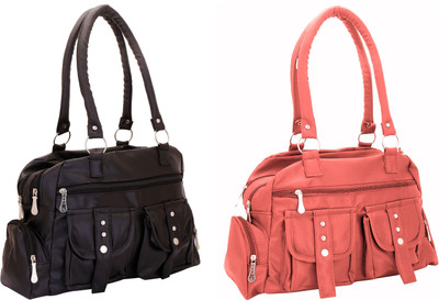 Lady bar Shoulder Bag(Black, Pink)