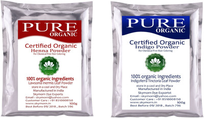 SKY MORN ORGANIC HENNA & INDIGO NATURAL HAIR DYE 100G & 100G EACH! COMBO PACK(200 g)